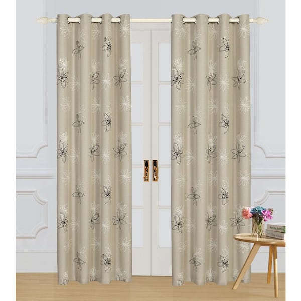 Lyndale Decor Crawford Nature Floral Print Polyester Curtain - 102 in. L x 54 in. W