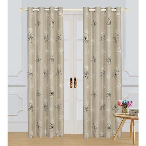 Lyndale Decor Nature Floral Thermal Blackout Curtain - 54 in. W x 63 in. L