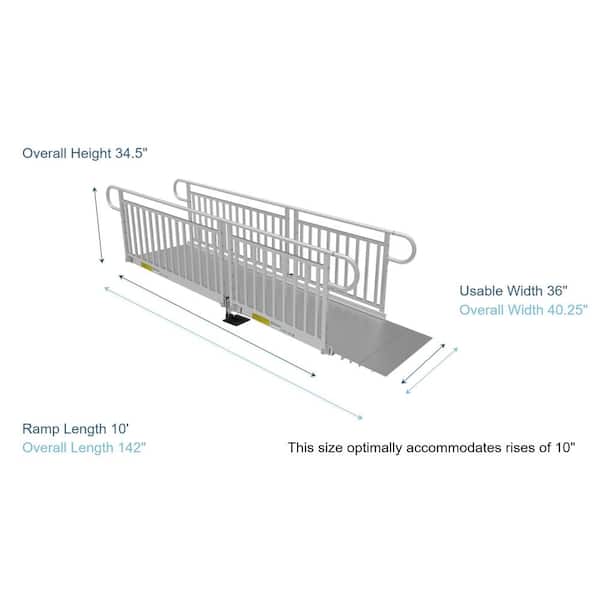PATHWAY 3G 10 ft. Wheelchair Ramp Kit with Solid Surface Tread and Vertical Picket Handrails