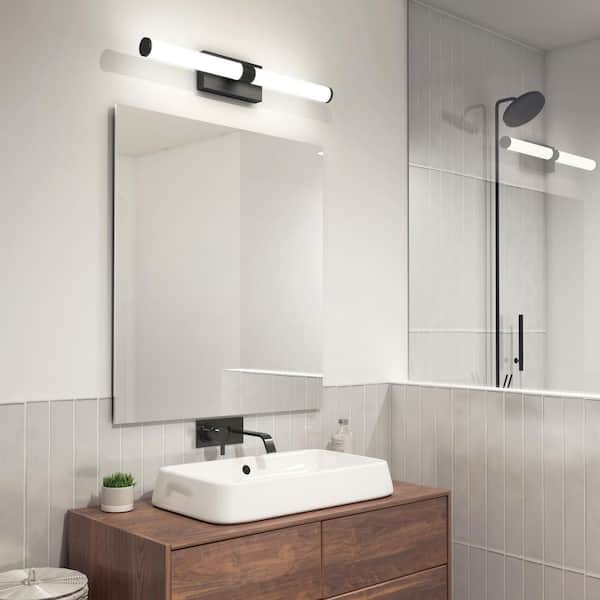 Vitoro 27 in. 1-Light Matte Black Integratd LED Vanity Light Bar