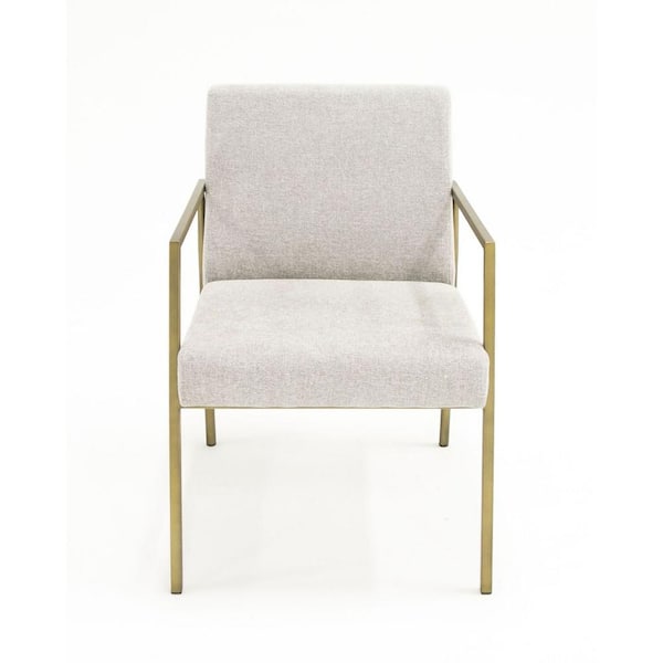 Burnham Light Grey & Brass Arm Dining Chair