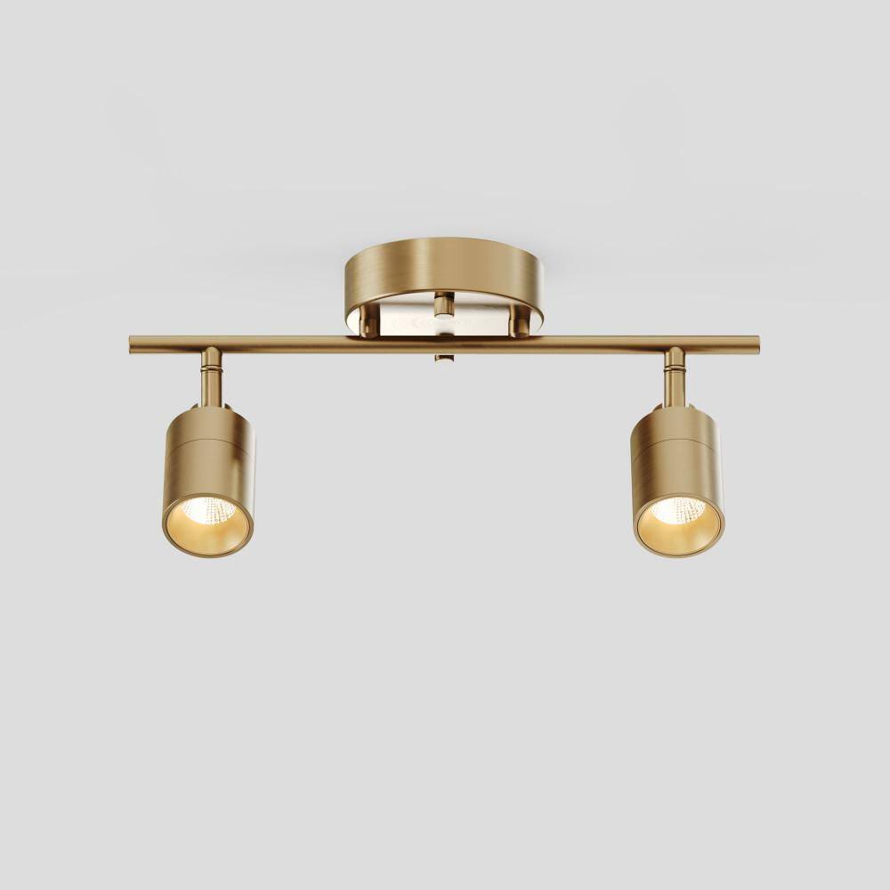 Shura Brushed Brass 2-Light Track Light with Rotatable Heads, Integrated LED, 15 in. Track Lighting Kit, 3000k, 1120 Lmn price history on PriceWatchPro