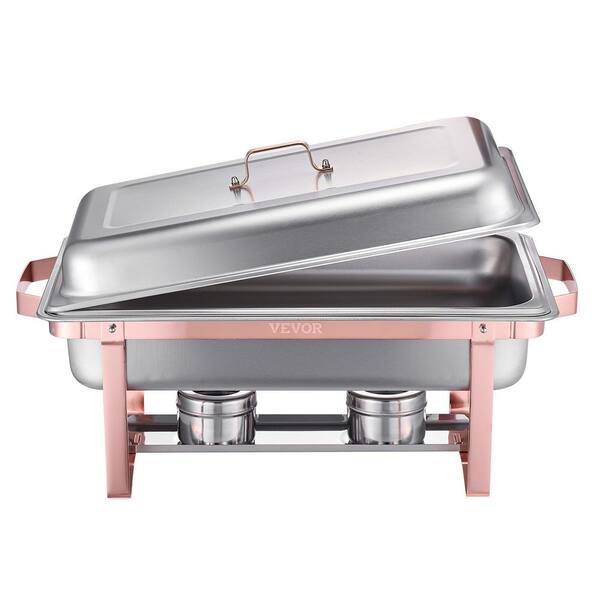 Chafing Dish Buffet Set, 8 Qt. 2 Pack, Stainless Steel Chafer with 2 Full Size Pans, Rectangle Catering Warmer Server