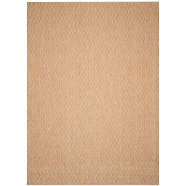 SAFAVIEH Courtyard Natural/Cream 8 ft. x 10 ft. Solid Distressed Indoor/Outdoor Patio  Patio Area Rug