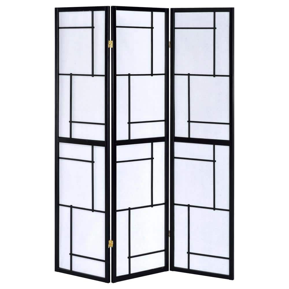 Black and White 3-Panel Shoji Folding Screen