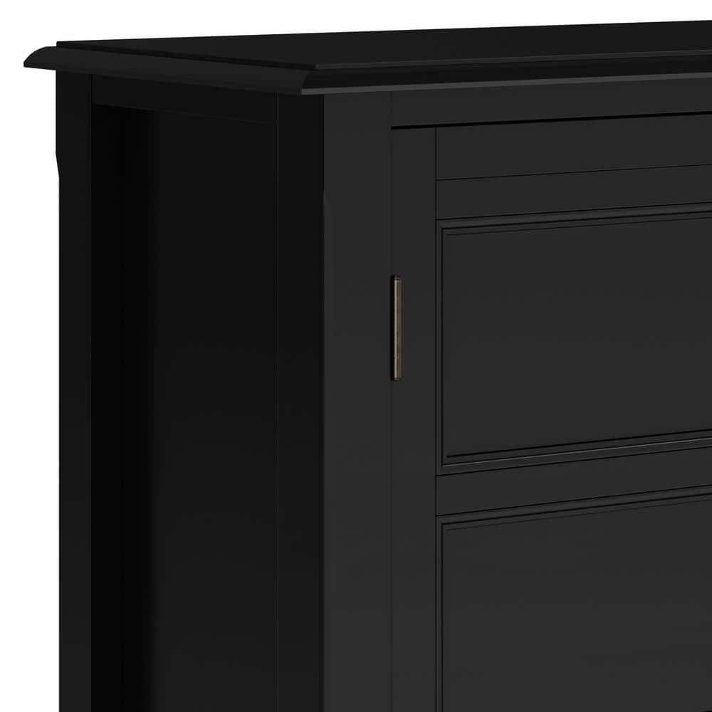 Burlington Black Solid Wood Low Storage Cabinet with Adjustable Shelves