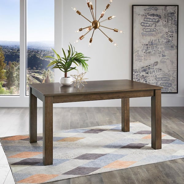 Walnut 60 in. Wood Finish 4 Legs Parson Dining Table Seats 6
