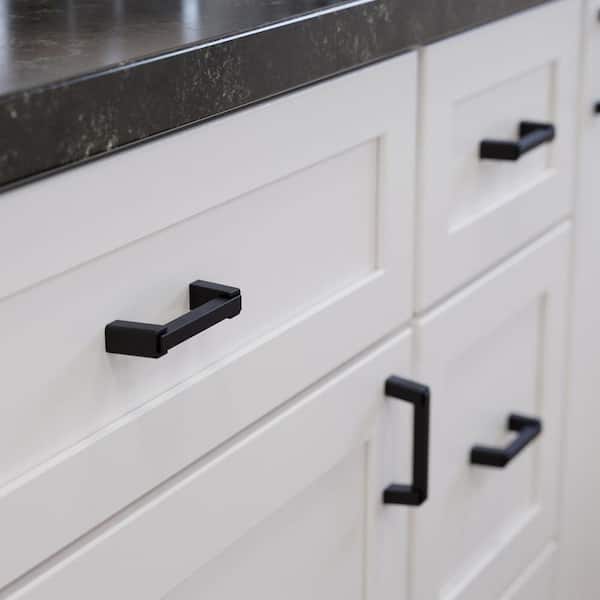 10-Pack Modern Brace 3 in. (76 mm) Modern Matte Black Cabinet Pulls