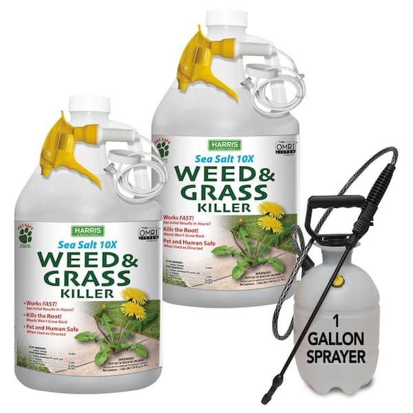 Harris 128 oz. Sea Salt Vinegar Weed and Grass Killer and 1 Gal. Tank Sprayer Value Pack (2-Pack)