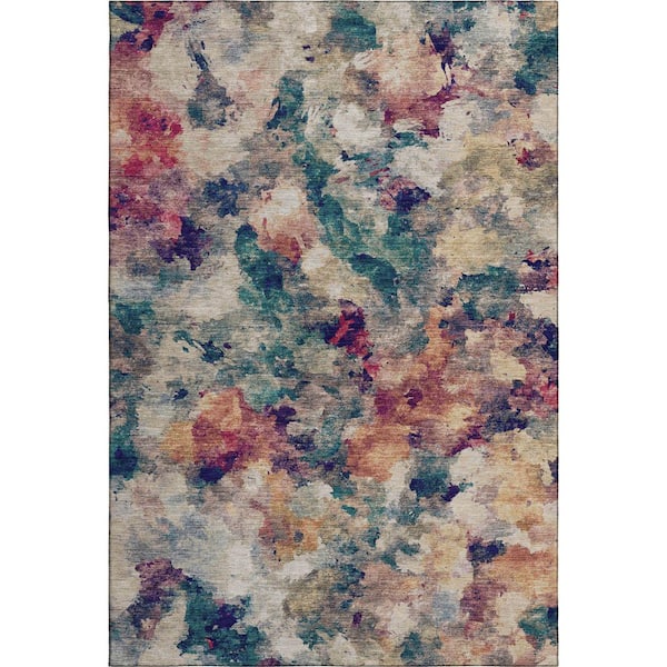 Mayfield Premium Machine Washable Abstract AMF2203 Putty 8 ft. x 10 ft. Area Rug