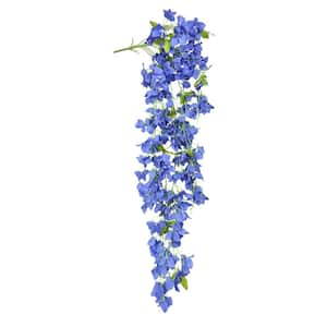 50 in. Blue Artificial Bougainvillea Flower Stem Hanging Spray Bush