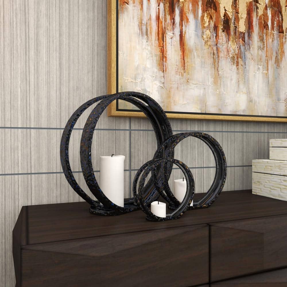 Elegant Trio Silver Ceramic Candlestick Holders, Set of 3