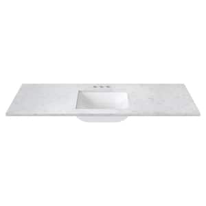 61 in. W x 22 in. D Cultured Marble Rectangular Undermount Single Basin Vanity Top in Icy Stone