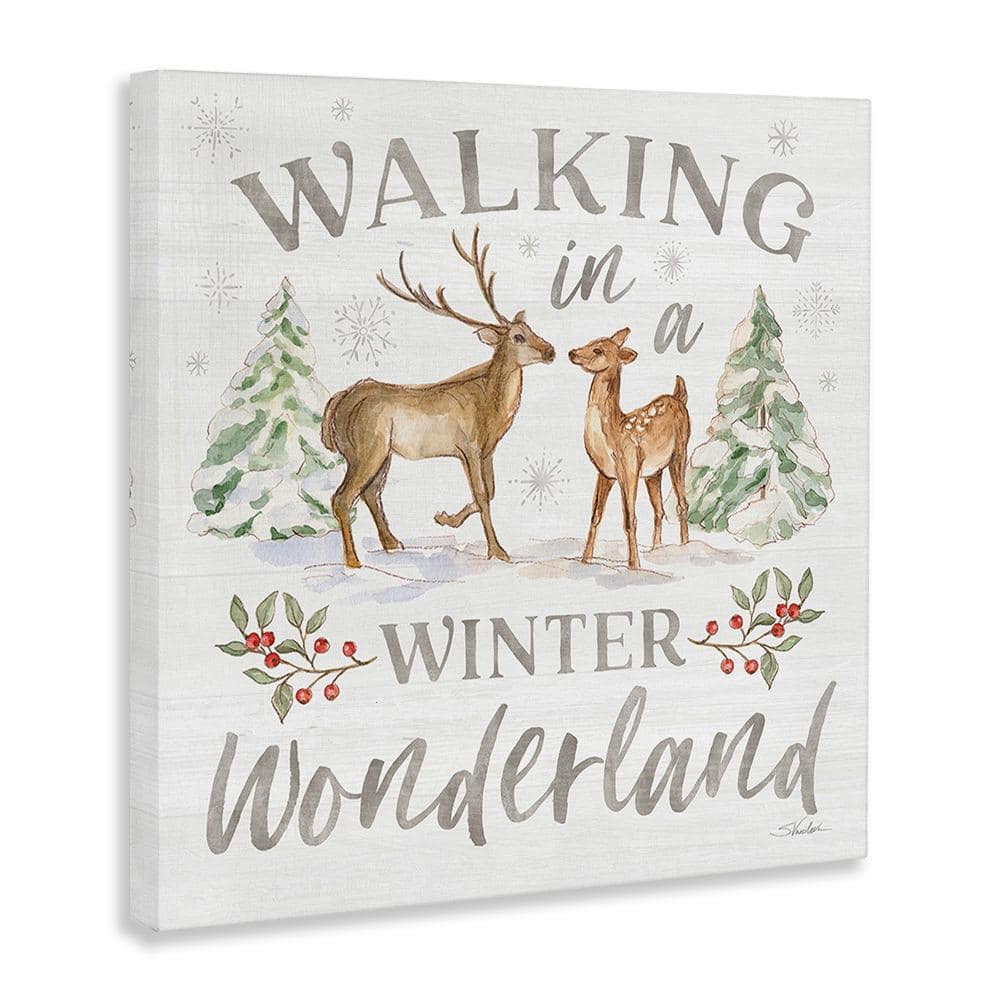 Walking in a Winter Wonderland Off-White Canvas Art Print