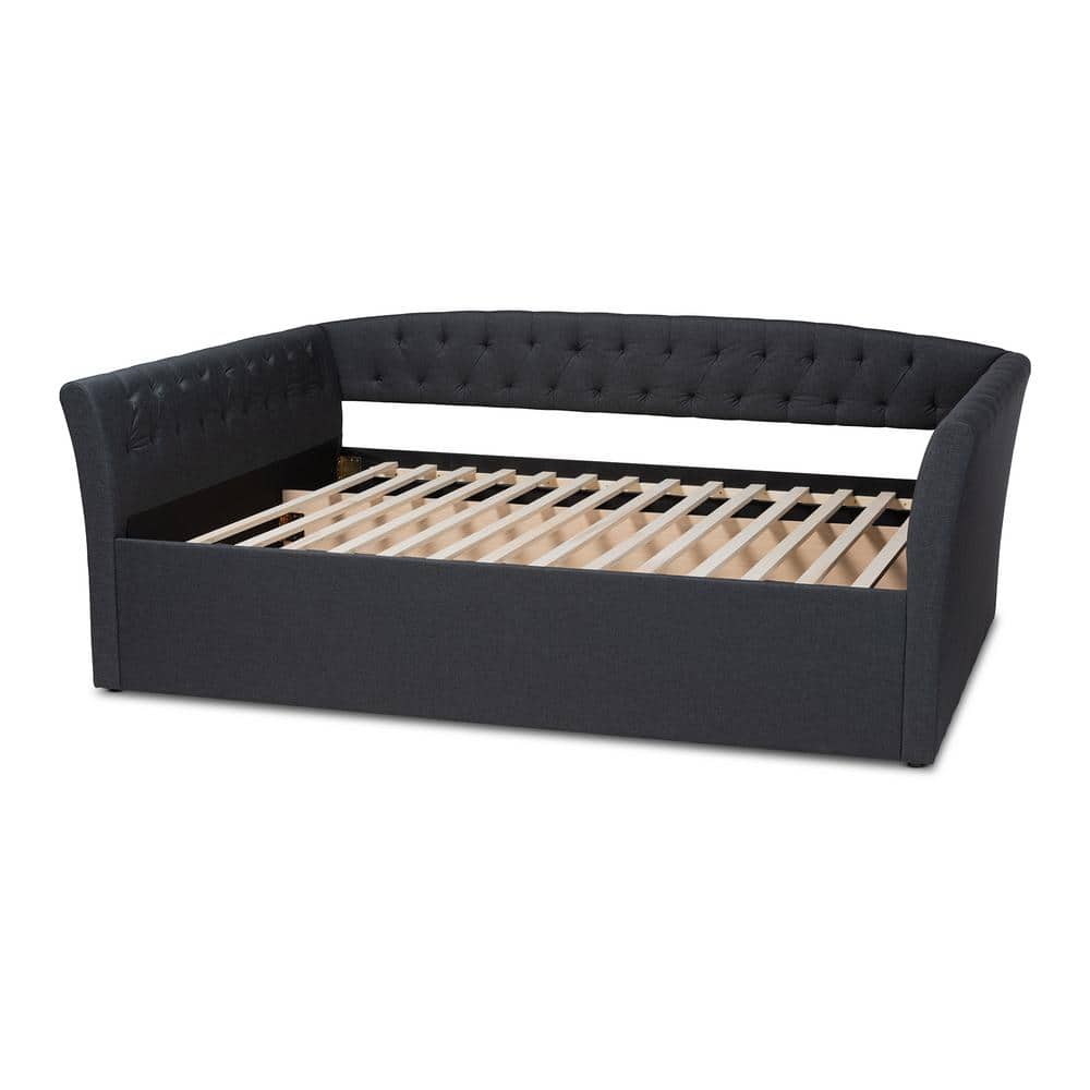 Dark Gray Tufted Upholstered Queen Daybed