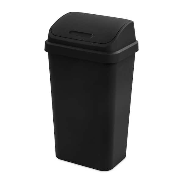 13 Gal. Black Kitchen Swing Top Lid Wastebasket Plastic Household Trash Can (16-Pack)
