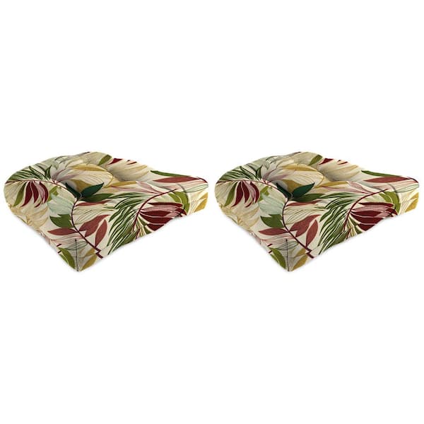 Jordan Manufacturing 18 in. L x 18 in. W x 4 in. T Outdoor Square Wicker Seat Cushion in Oasis Gem (2-Pack)
