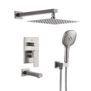 GRANDJOY 3-Spray Round High Pressure Wall Bar Shower Kit Tub and Shower ...