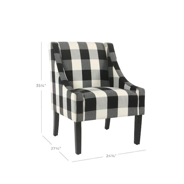 Buffalo Black and White Plaid Modern Swoop Arm Accent Chair