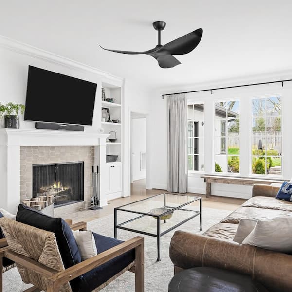 38 in. Black Ceiling Fan No Light, Small Ceiling Fans Without Lights, Small Modern 3 Blade Ceiling Quiet Dc Ceiling Fan