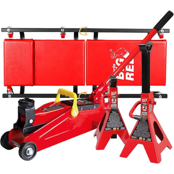 Big Red T82040 2-Ton Trolley Floor Jack with 2-Ton Jack Stands and Shop Creeper - 1