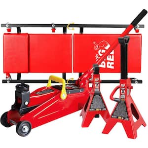 2-Ton Trolley Floor Jack with 2-Ton Jack Stands and Shop Creeper