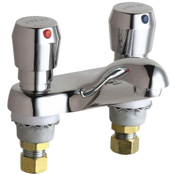 Chicago Faucets Hot and Cold Water Vandal Proof MVP Metering Sink Faucet in Chrome