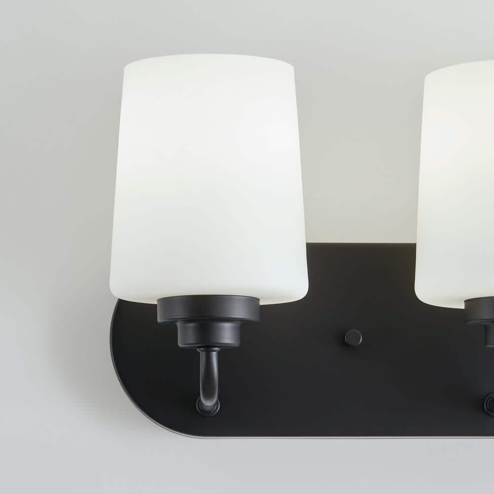 Windom Midnight Black 3-Light Dimmable Vanity with Etched Glass