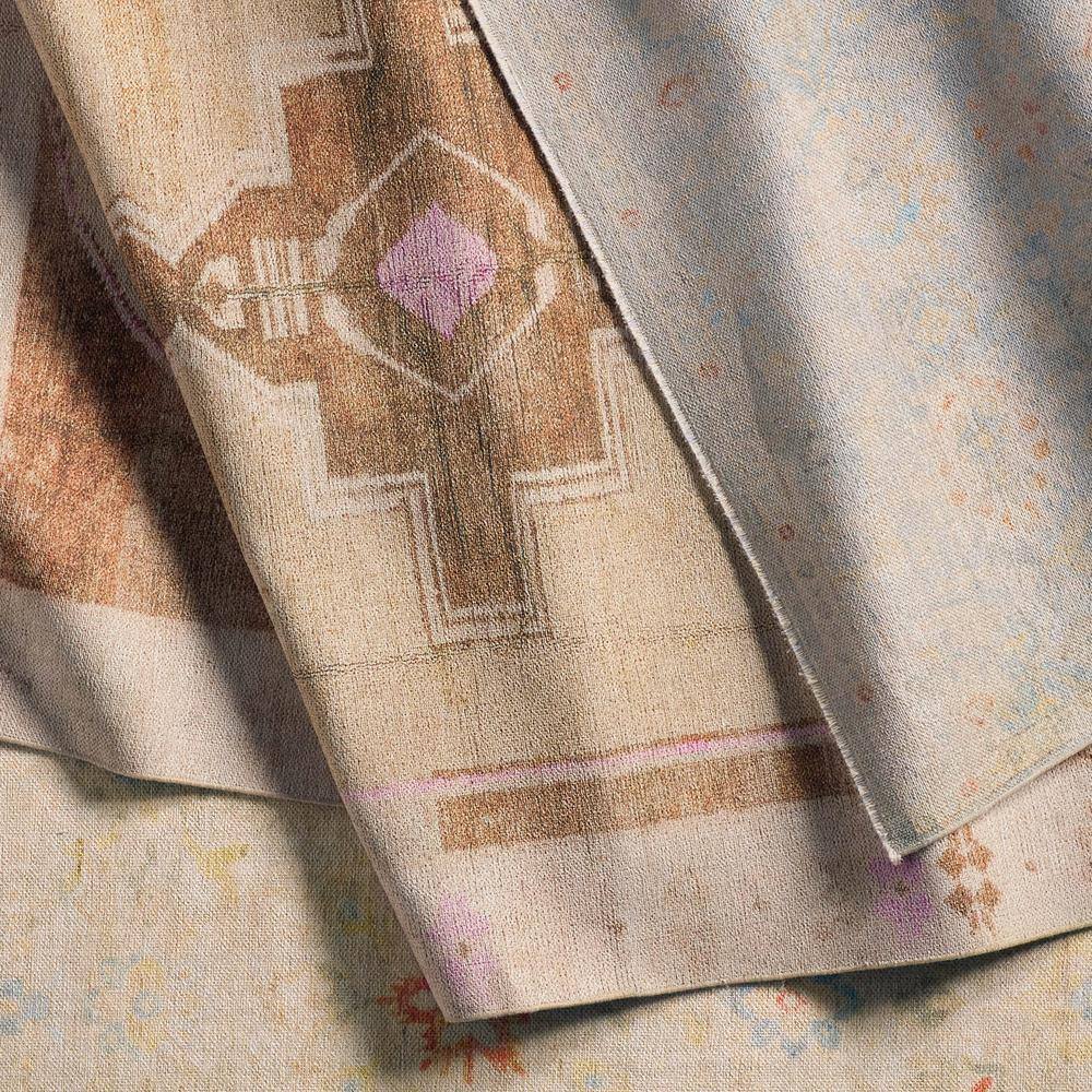 Southwestern Medallion Tan and Pink Flat Woven Rug