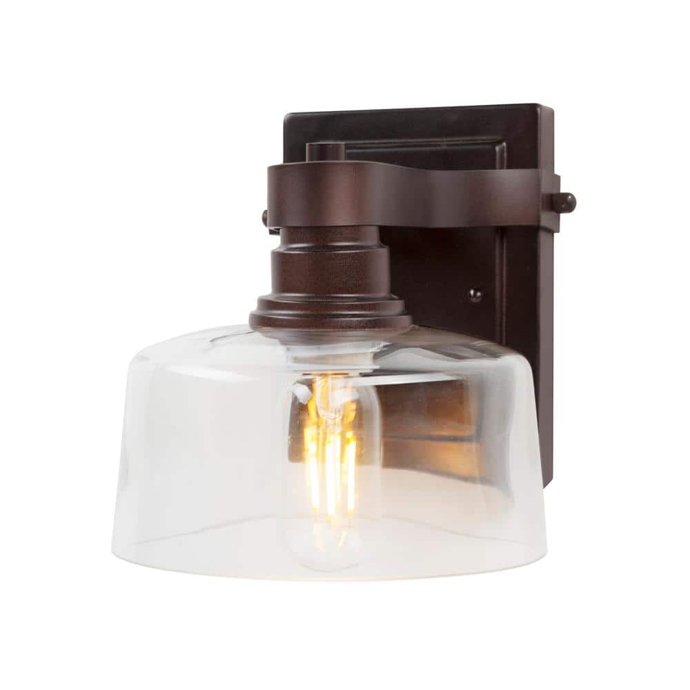 Acopa 1-Light Antique Bronze Wall Sconce Vanity Light with Clear Glass