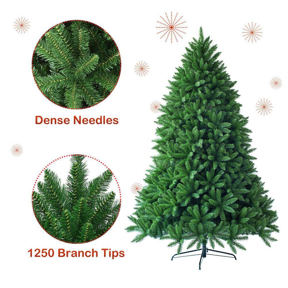 6ft Green PVC Hinged Artificial Christmas Fir Tree with Metal Stand