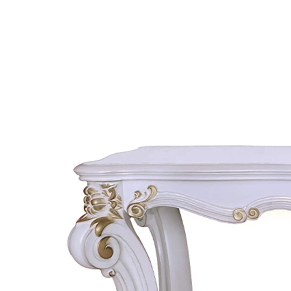 Vendome Antique Pearl Wood Sofa Table with Storage Shelf