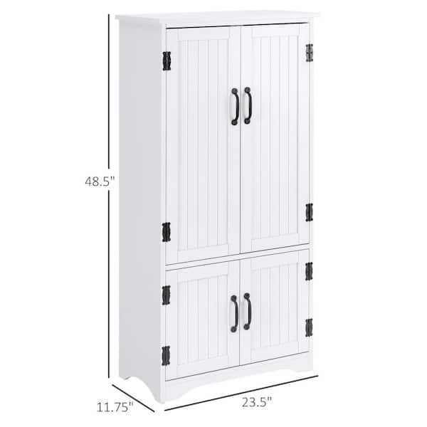 White Accent Freestanding Kitchen Pantry Storage Cabinet with Adjustable Shelves