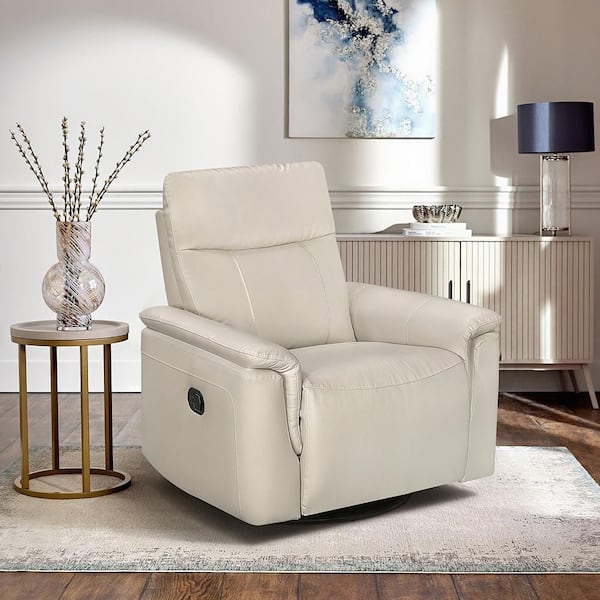 Lazzara Lewes Taupe Leather Manual Swivel Glider Recliner 9144TP-1