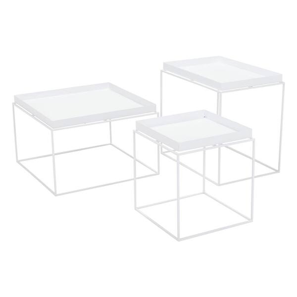 ZUO Gaia White Metal Outdoor Side Table