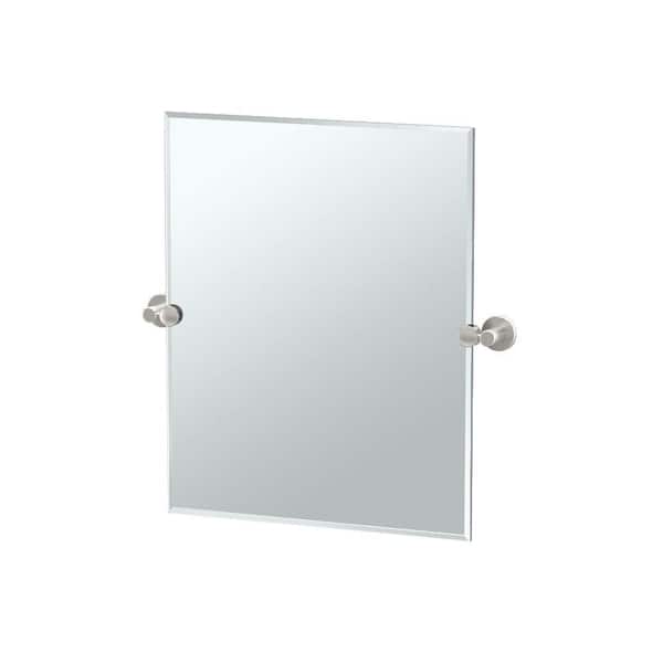 Gatco Channel 20 in. W x 24 in. H Frameless Rectangular Beveled Edge Bathroom Vanity Mirror in Satin Nickel
