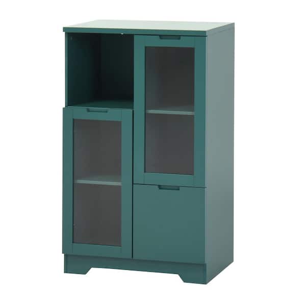 MDF painted Cabinet with Glass Doors and Drawer, Open Storage Space,Bedroom, Living Room in Green