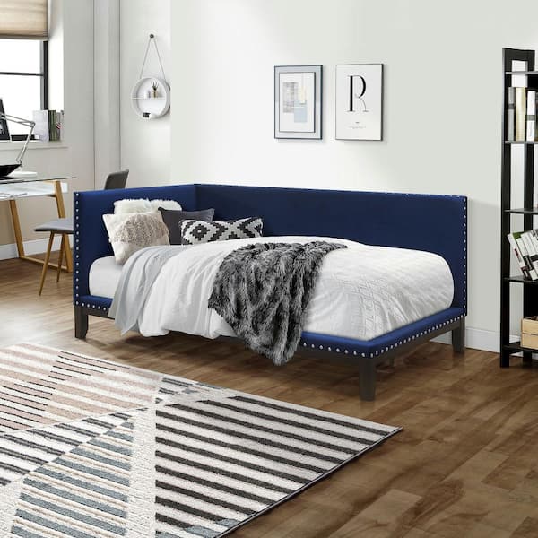 Gray Wood Frame Twin Size Daybed with Semi-Enclosed Bed Rail