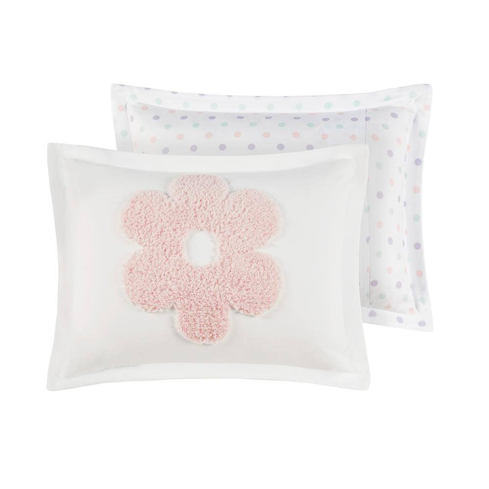 Twin White and Purple Floral Tufted Chenille Duvet Cover Set