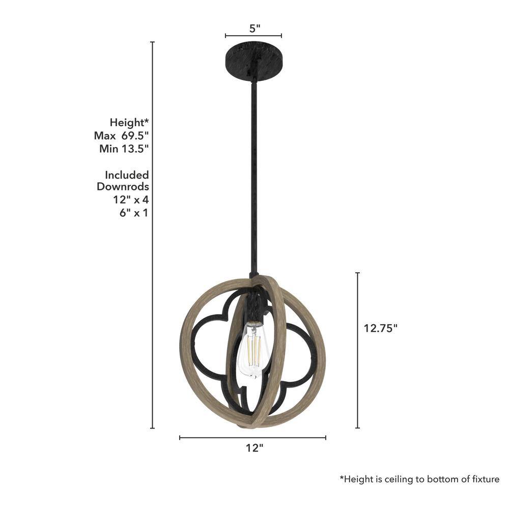 Gablecrest French Oak 12" Globe Pendant Light