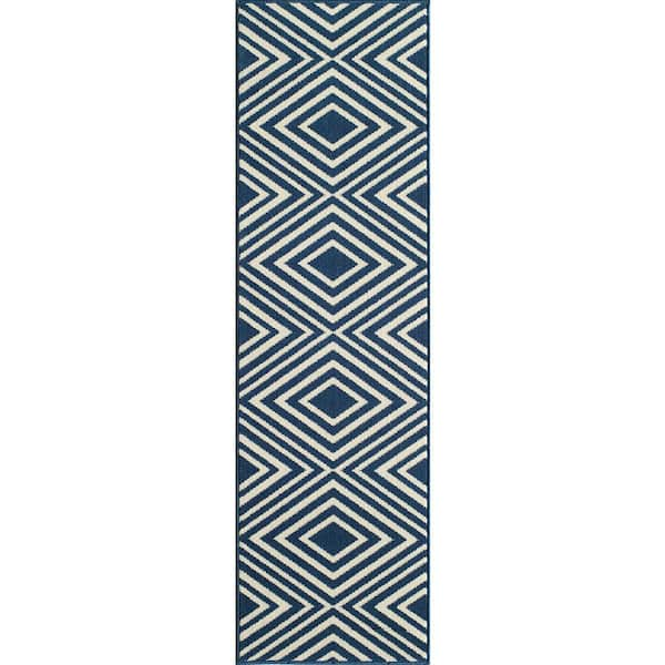 Momeni Baja Navy 2 ft. x 8 ft. Indoor/Outdoor Runner Rug