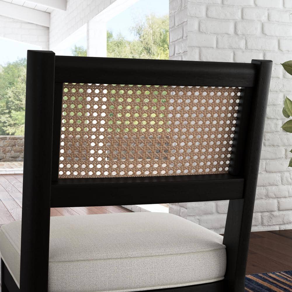 Brentwood Black Wood and Cane Armless Side Chair