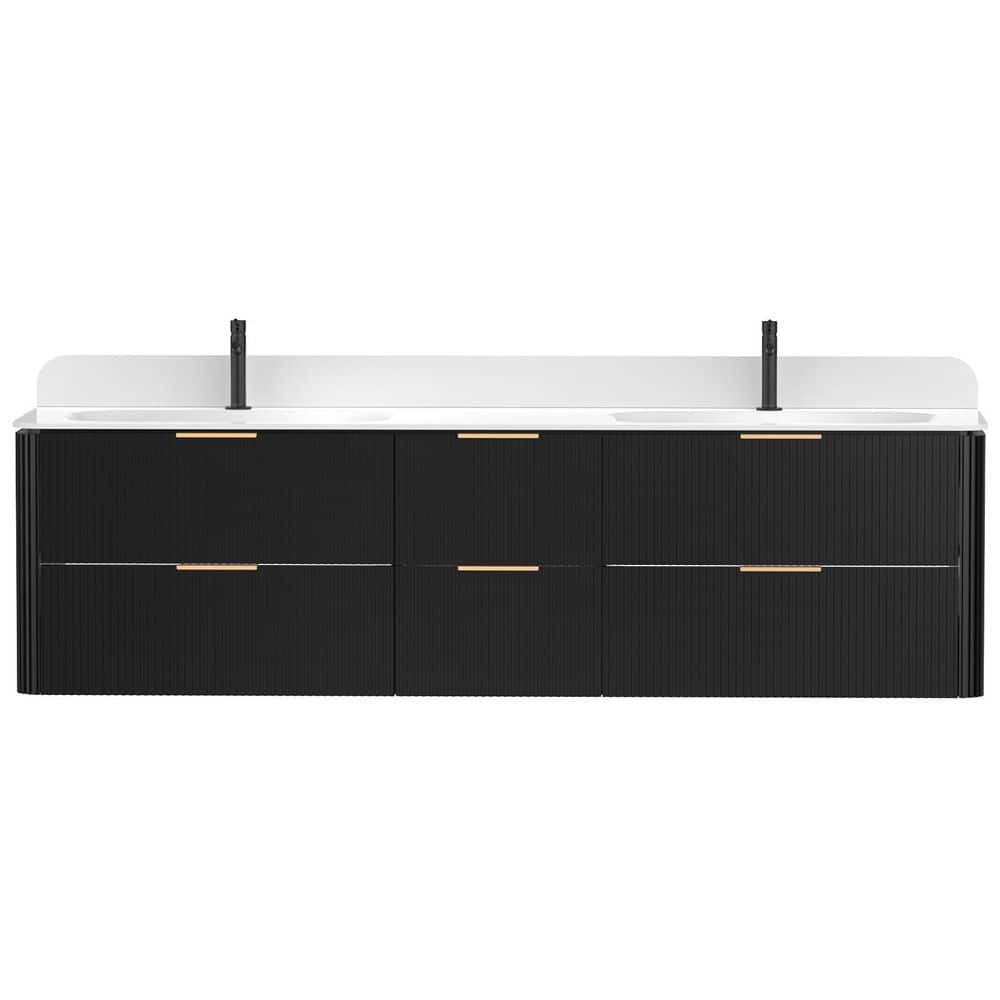 LANDOLT CosmicSky 72 in. Double Sink Floating Bath Vanity in Black