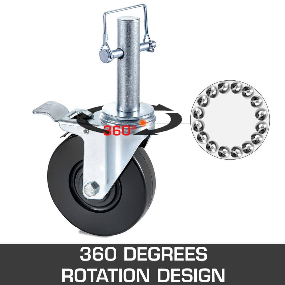 5-Inch Stainless Steel Rubber Twin Wheel Scaffolding Casters with Brake