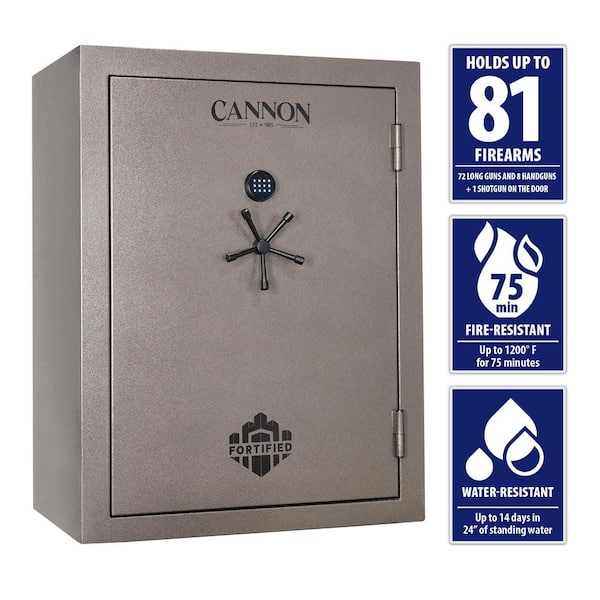 Fortified 81-Gun (72+9) 75 Min. Fire/Water Resistant Biometric/Electronic Lock with Backup Key Gun Safe Metallic Grey