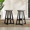 Walker Edison Furniture Company 24 in. Grey/Black Backless Solid Wood Frame Rustic Counter Height Bar Stool, Set of 2 HD9407