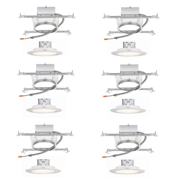 EnviroLite 6 in. Selectable CCT Integrated LED White Canless Wafer With New Construction Mounting Frame, (6-Pack) Light Kit
