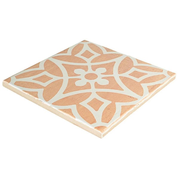 Sienna Terracotta Flora 8.85 in. x 0.43 in. Matte Porcelain Floor and Wall Tile Sample