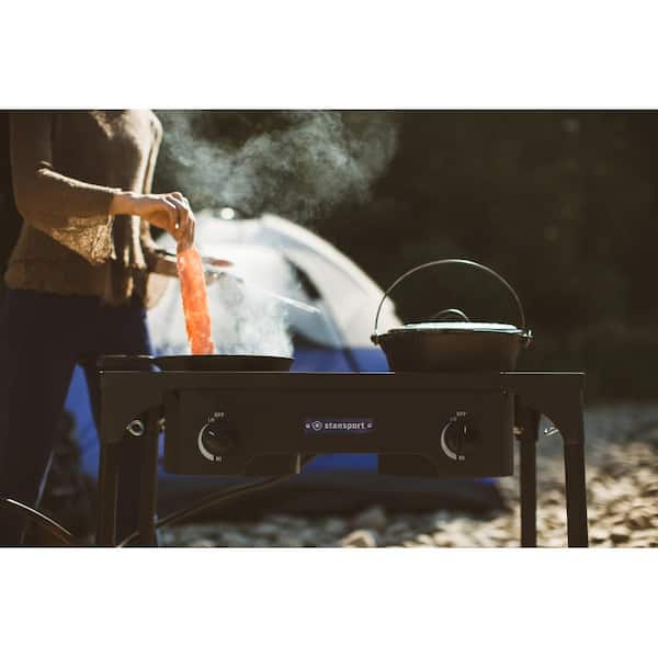Stansport 2-Burner Propane Stove With Piezo - Blue, 18 x 10 x 4 in