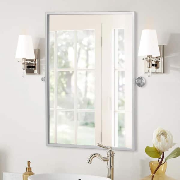 Dovelina 38 in. H x 26 in. W Modern Rectangle Metal Framed Pivoted Wall Vanity Mirror